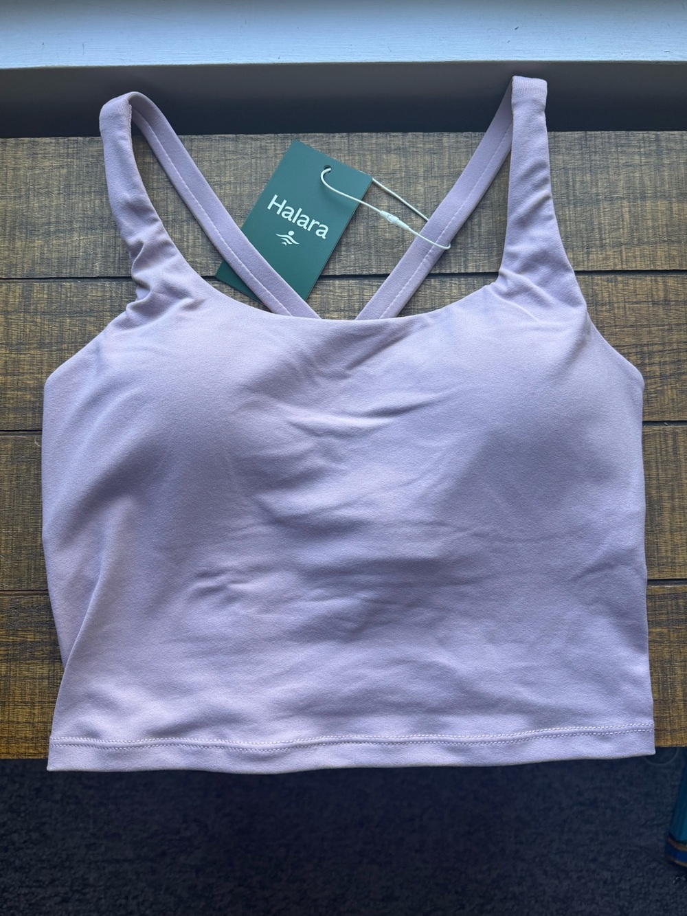 HALARA Mauve Cross-Back Cropped Sports Tank